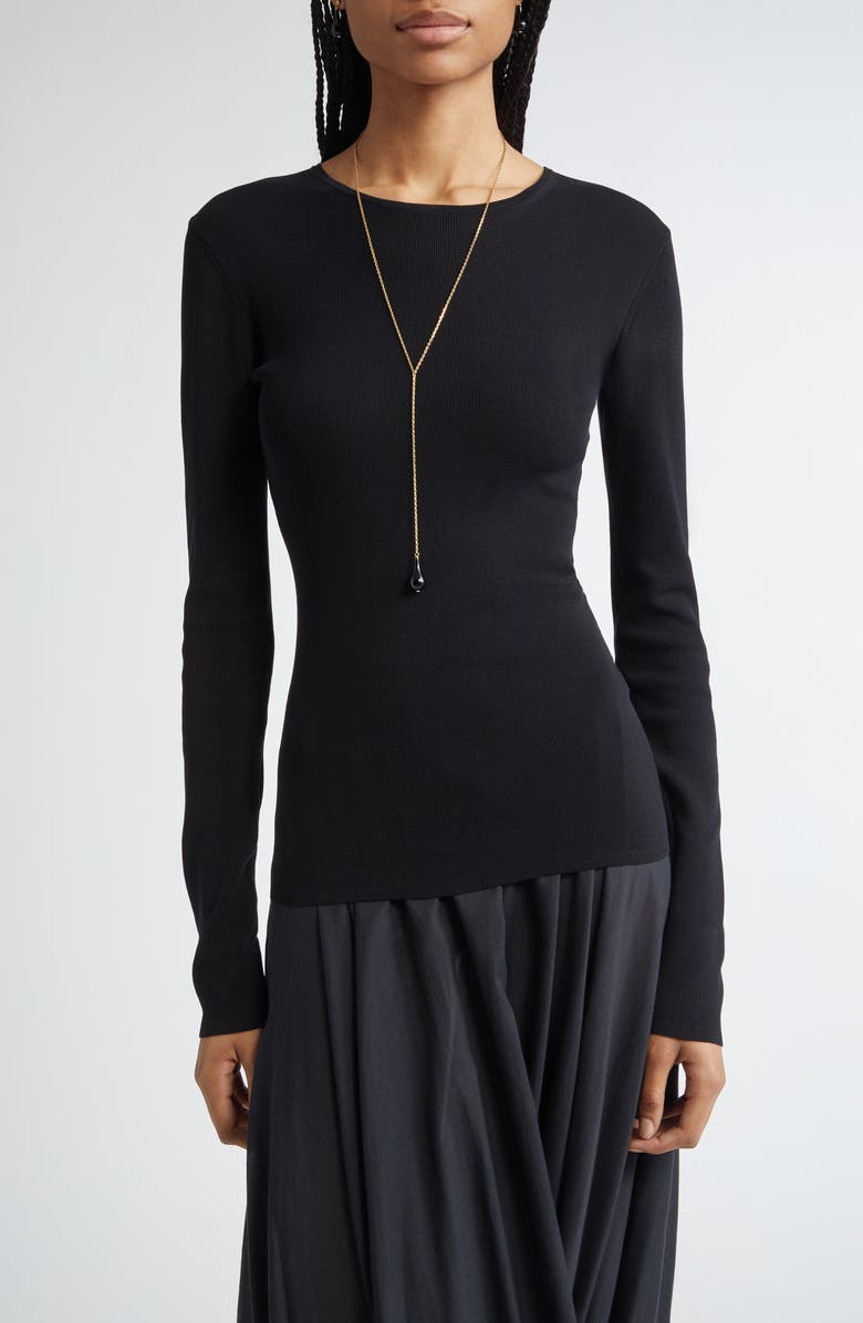 TOTEME Compact Organic Cotton Top, Main, color, Black