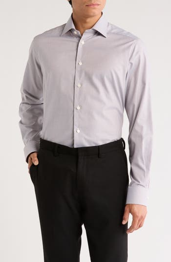 Contemporary Fit Houndstooth Cotton Dress Shirt