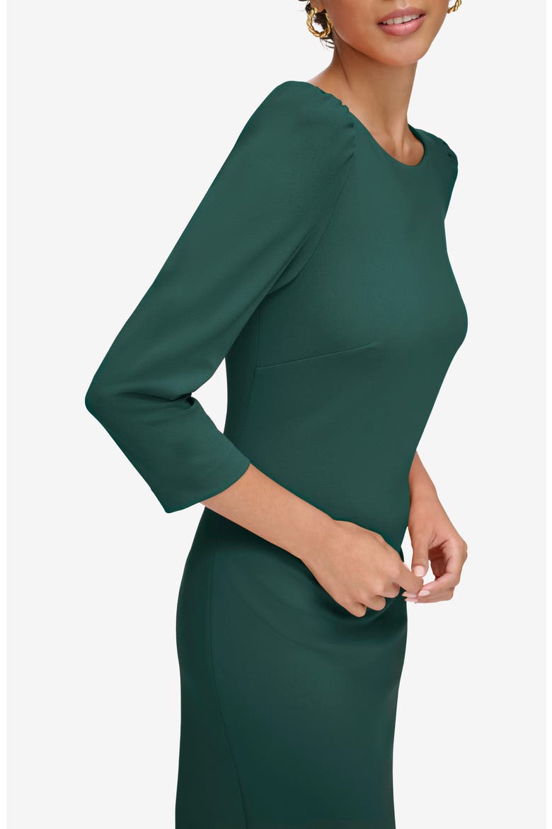 Scuba Crepe Three-Quarter Sleeve Sheath Dress, Alternate, color, MALACHITE