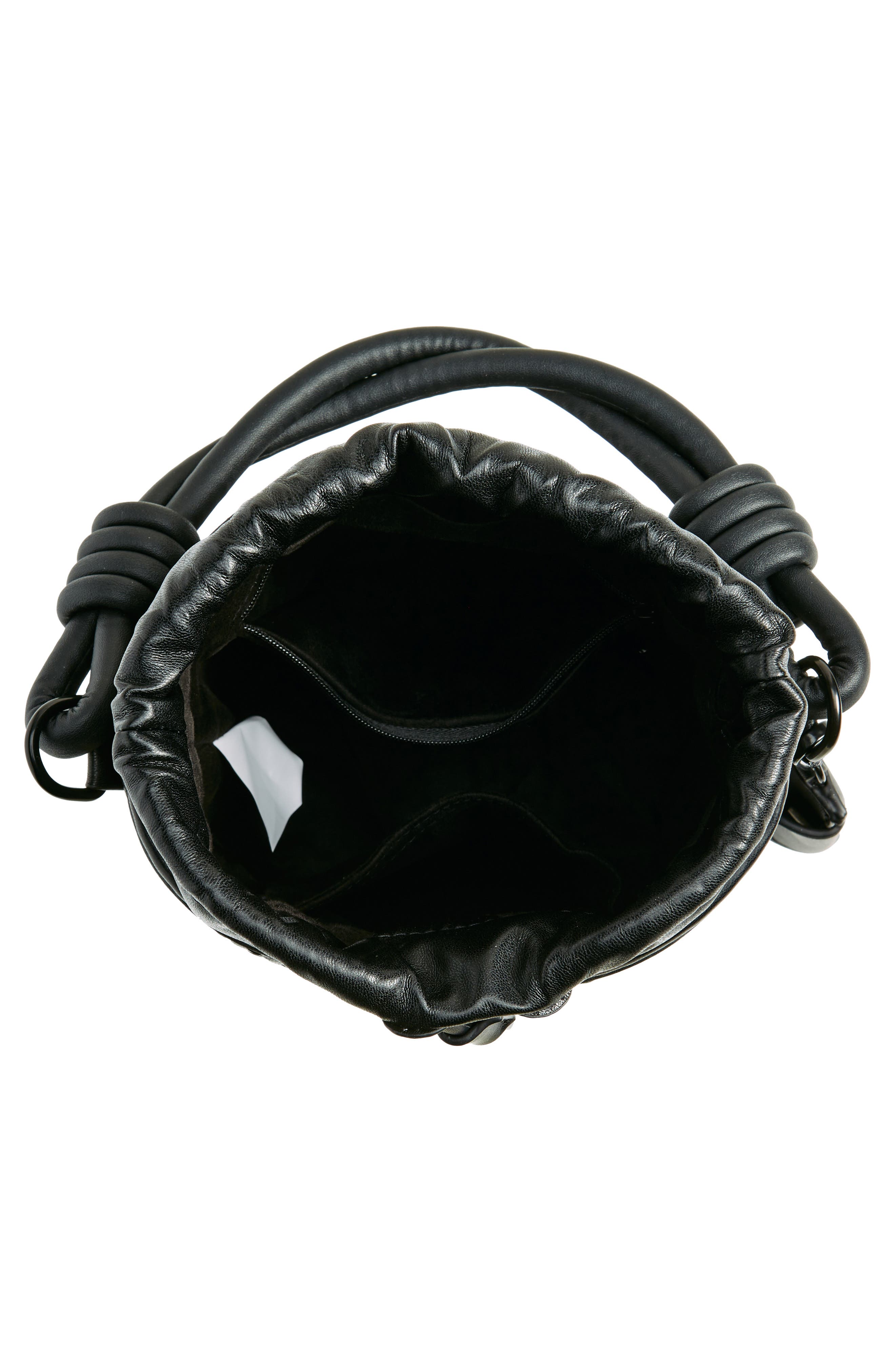 Steve Madden Whirl Woven Bucket Bag, Alternate, color, Black/ Black