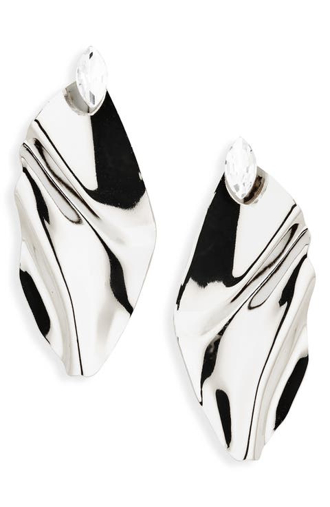 Crystal & Leaf Statement Drop Earrings