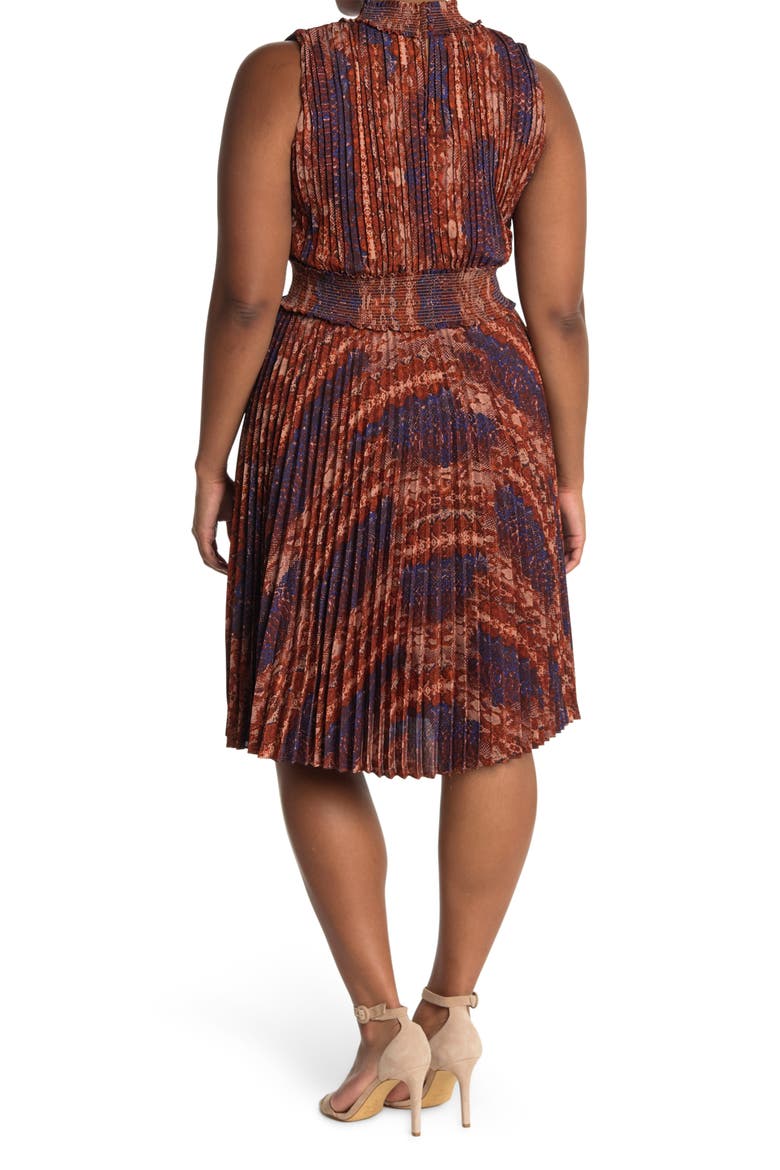 NANETTE NANETTE LEPORE Snake Print Sleeveless Pleated Dress, Alternate, color, BROWN 446-1