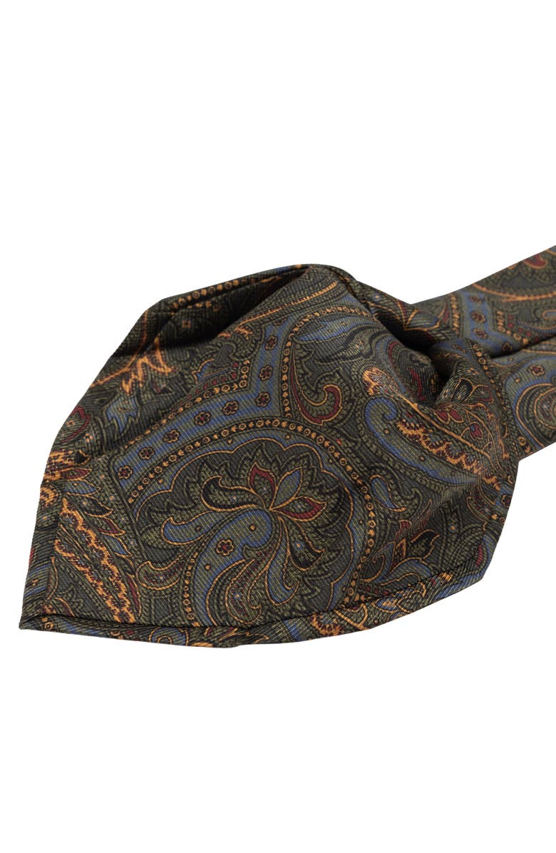 Elizabetta Marsala - Extra Long Printed Madder Silk Tie for Men, Alternate, color, Forest Green