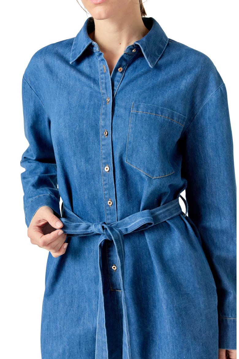 Long Sleeve Denim Romper, Alternate, color, DENIM