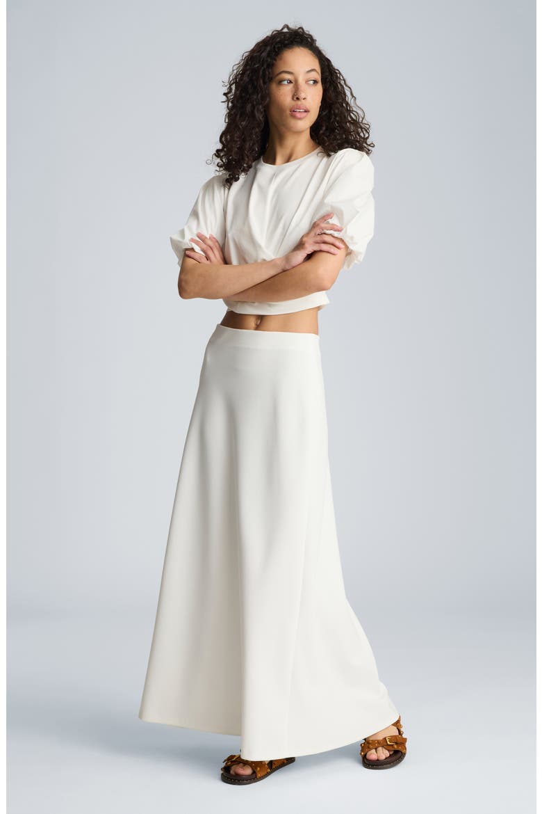 Puff Sleeve Faux Wrap T-Shirt, Alternate, color, PURE WHITE