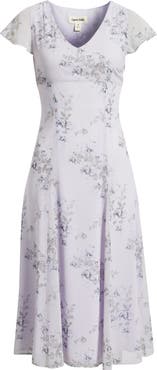 Open Edit Short Sleeve Godet Pleat Dress