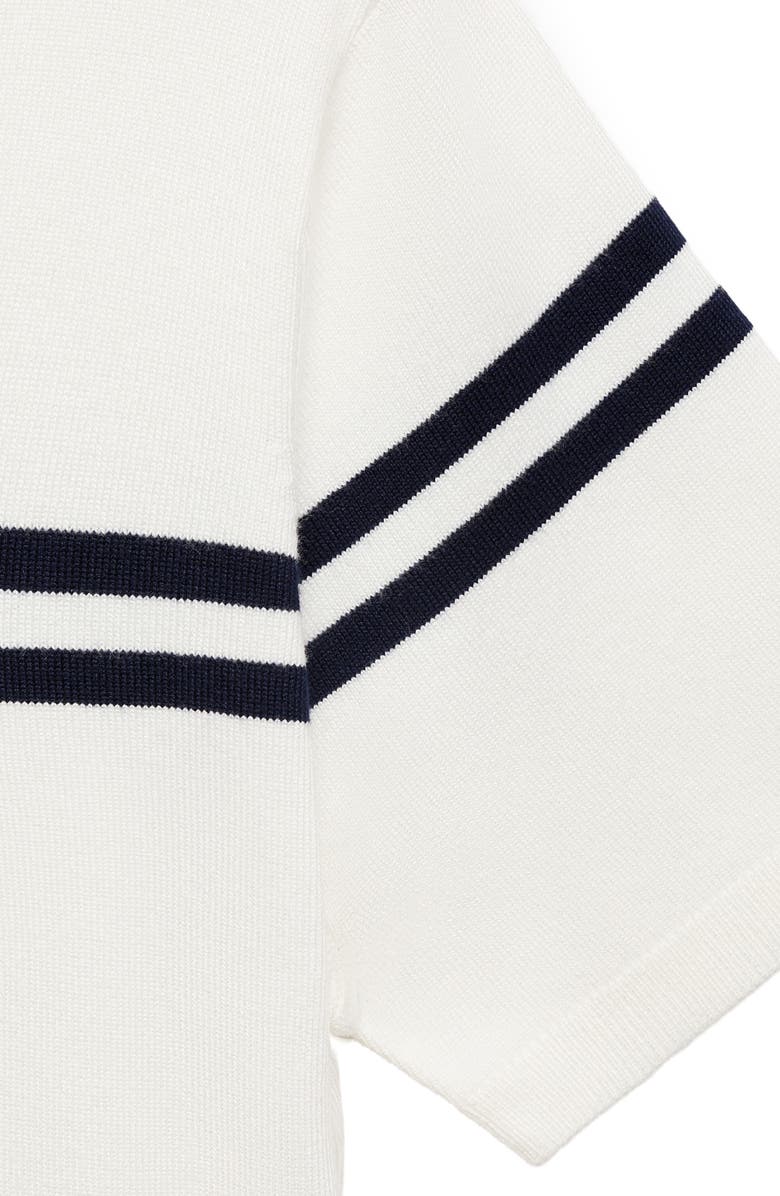 MANGO Stripe Short Sleeve Sweater, Alternate, color, Ecru