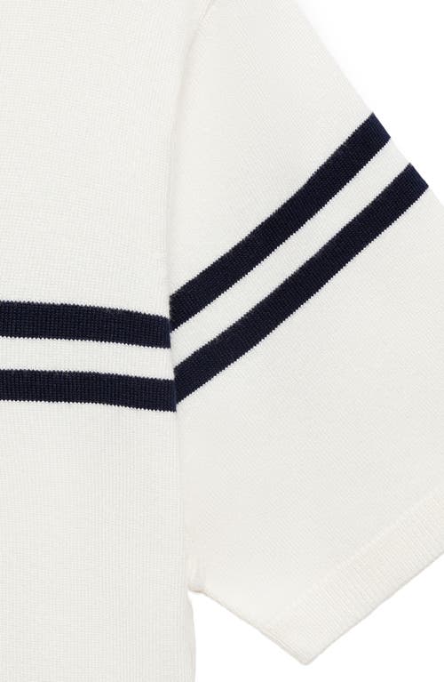 Mango Stripe Short Sleeve Sweater In White