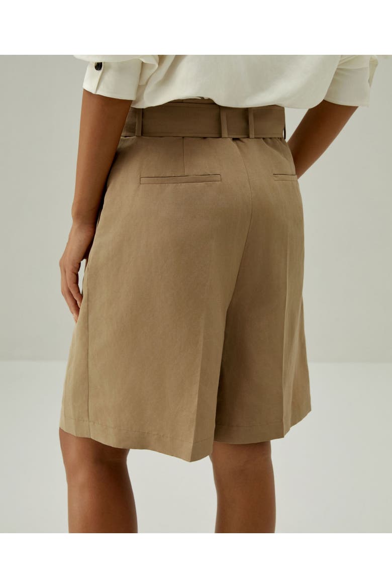 Women's Chic Silk-Linen Blend Bermuda Shorts, Alternate, color, Oak