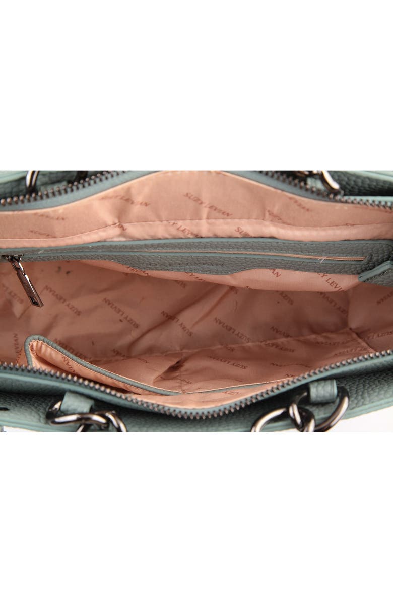 SUZY LEVIAN Pebbled Faux Leather Rhinestone Satchel Handbag, Alternate, color,