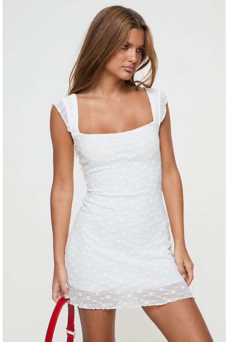 Lanchester Cap Sleeve Minidress, Alternate, color, WHITE