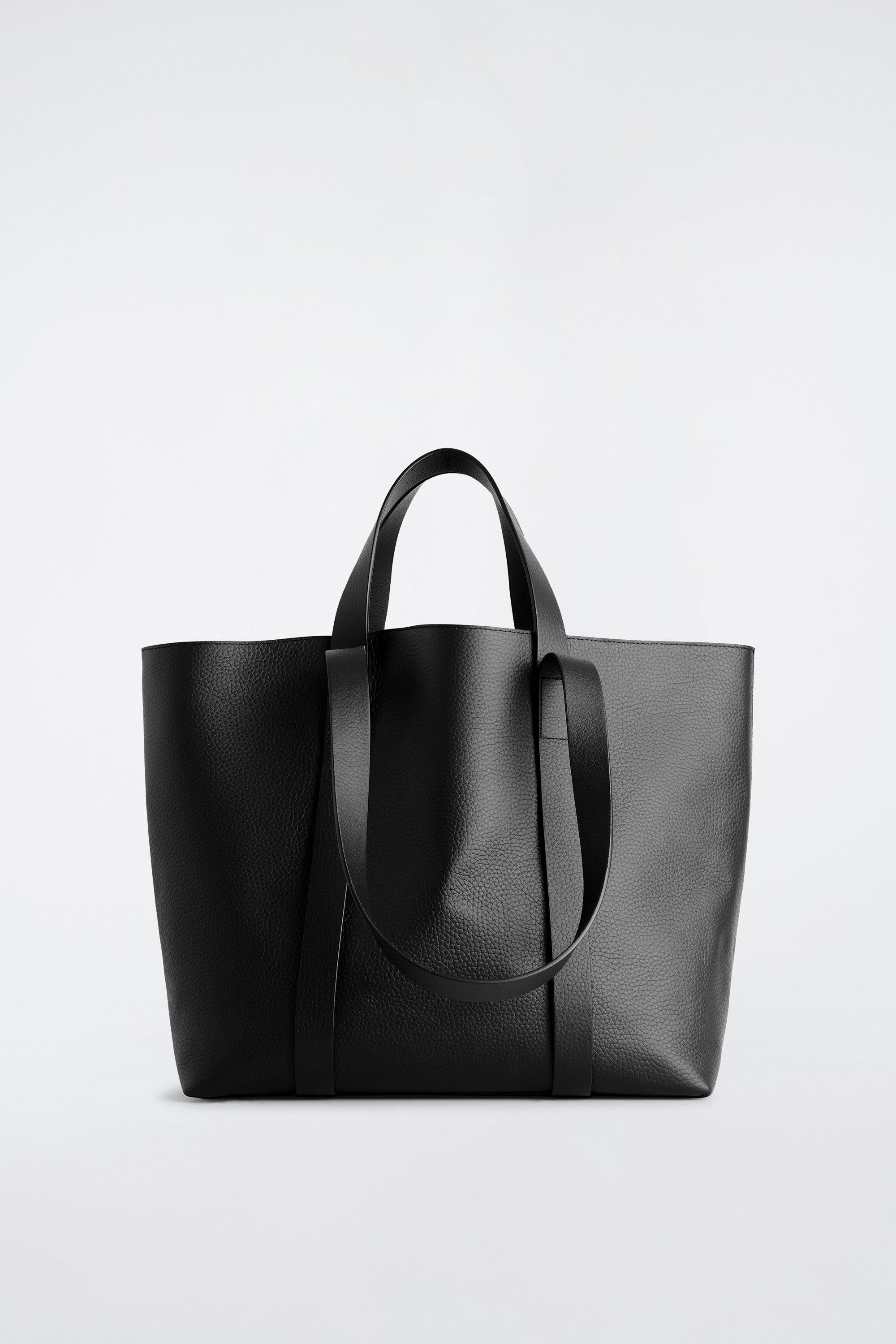 COS Tableau Tote Bag - Leather, Main, color, Black