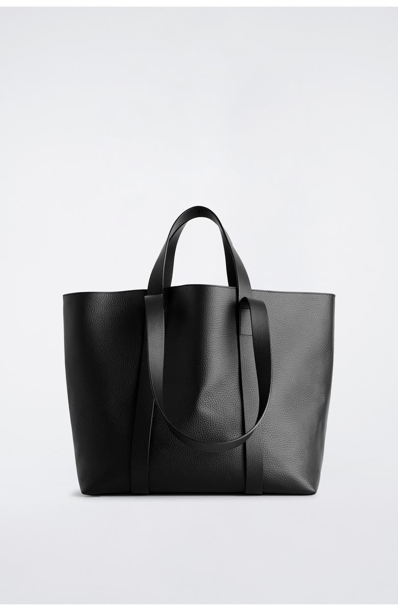 COS Tableau Tote Bag - Leather, Main, color, Black