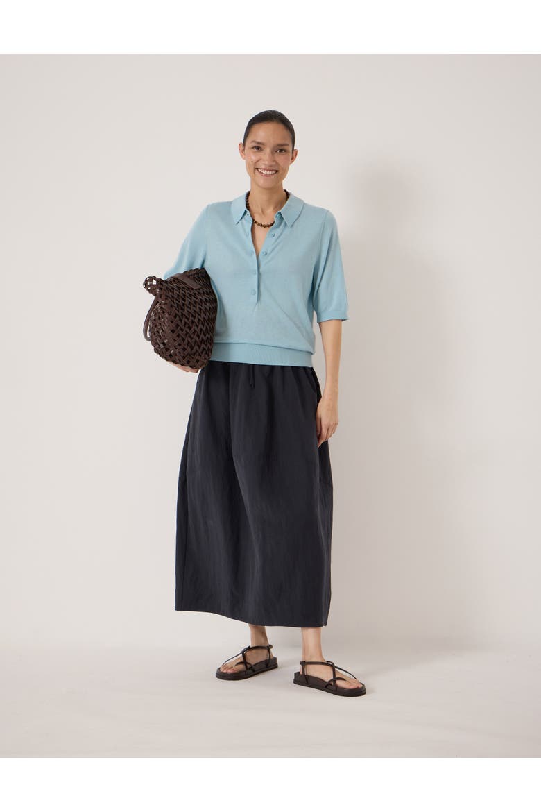 Fine Knit Short Sleeve Polo Top, Alternate, color, Cornflower Blue