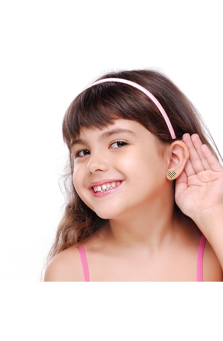 Chanteur Kids' Heart Stud Earrings, Alternate, color, Black And White