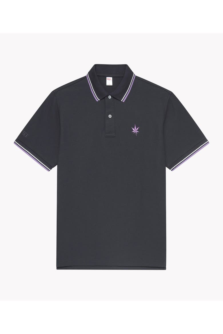 1983 Tipped Pique Polo, Main, color, Black White Purple Haze