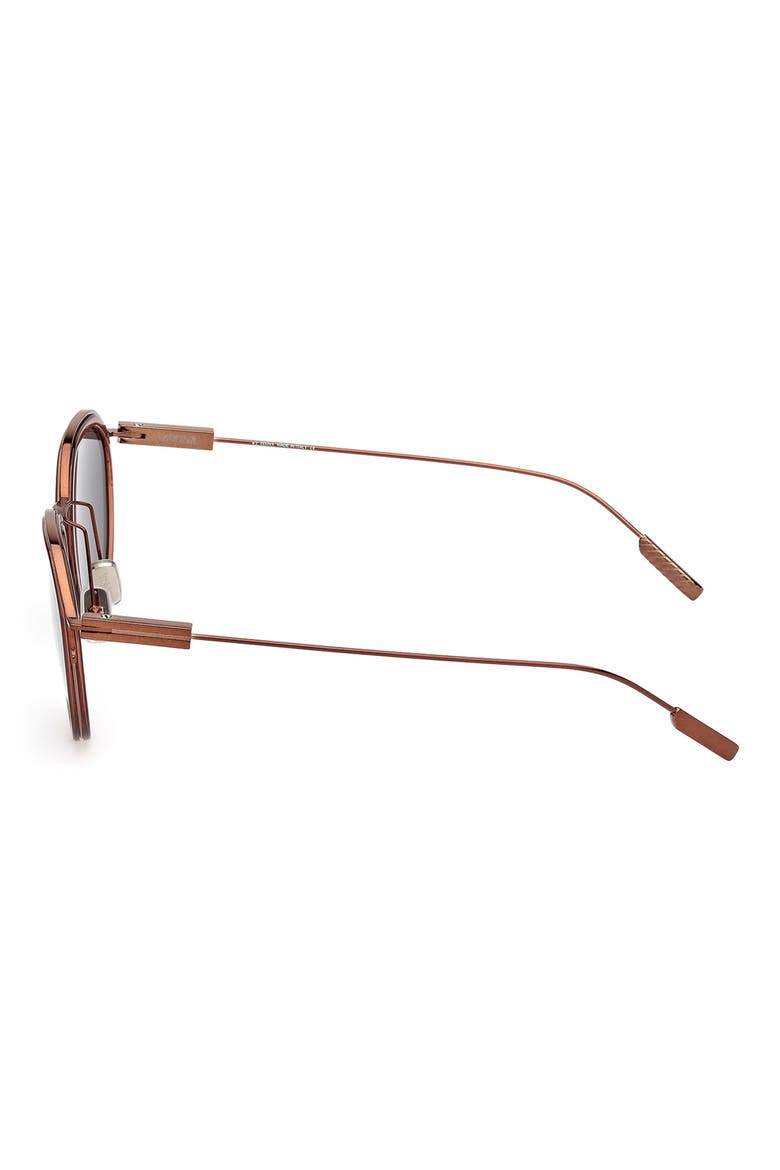 51mm Round Sunglasses, Alternate, color, SHINY LIGHT BROWN / SMOKE