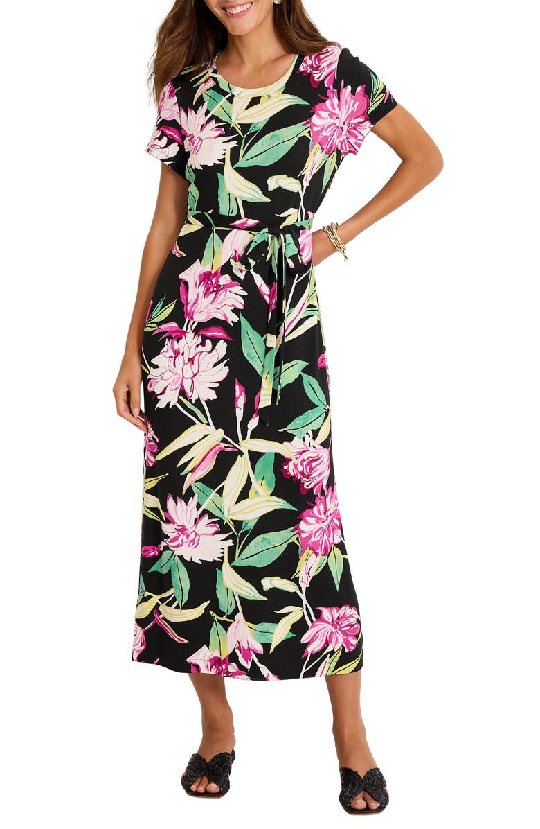 Tommy Bahama Twilight Bloom Knit Midi Dress, Main, color, Black