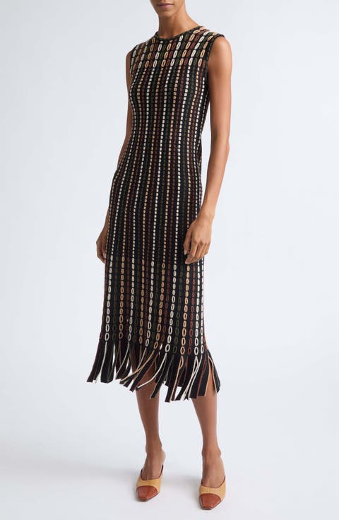 Amina Fringe Knit Midi Dress