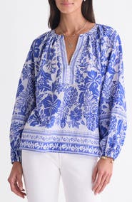 vineyard vines Print Split Neck Popover Top