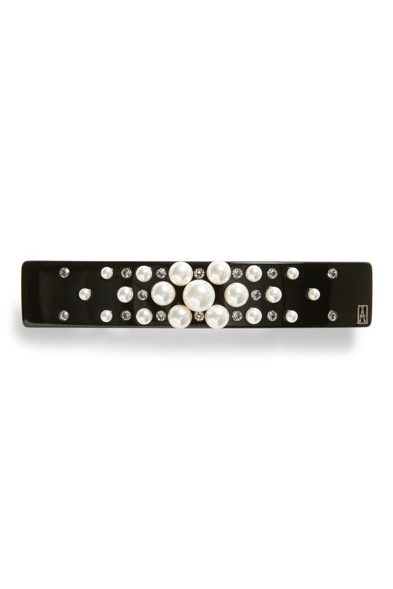 Imitation Pearl Barrette, Main, color, BLACK