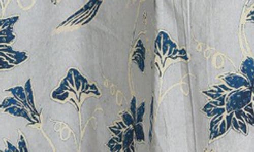 Apny Printed Long Sleeve Cotton Shirtdress In Grey Multi