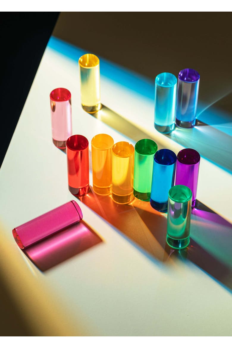 Winnie Rainbow Translucent Acrylic Cylinder Building Blocks - 12 Pieces, Alternate, color, Rainbow