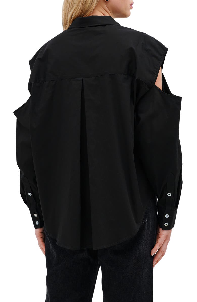 Marcella Downtown Cold Shoulder Button-Up Shirt, Alternate, color, Black