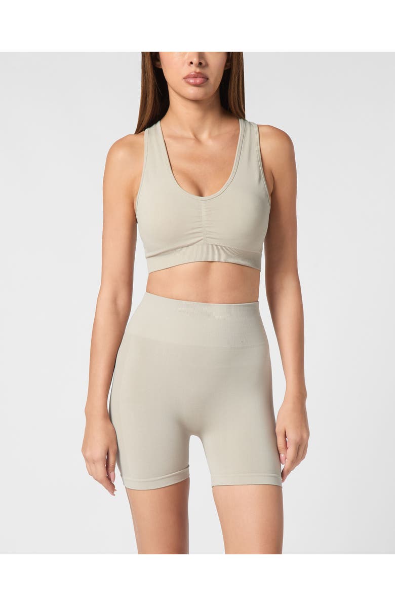 PLEIN SPORT Seamless Wide Straps Sport Bra Logo Women, Main, color, Darkgrey