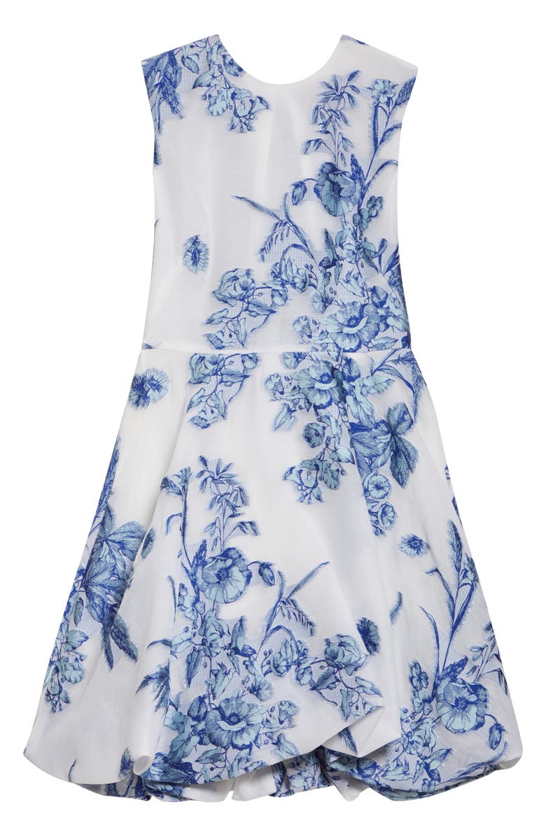 Lela Rose Tapestry Floral Bubble Hem Watteau Back Dress, Alternate, color, 