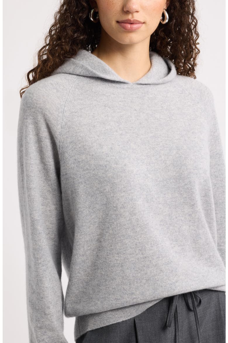 Cashmere Sweater Hoodie, Alternate, color, GREY SILK HEATHER