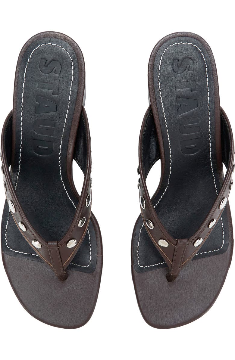 STAUD Nova Studded Thong Block Heel Sandal, Alternate, color,