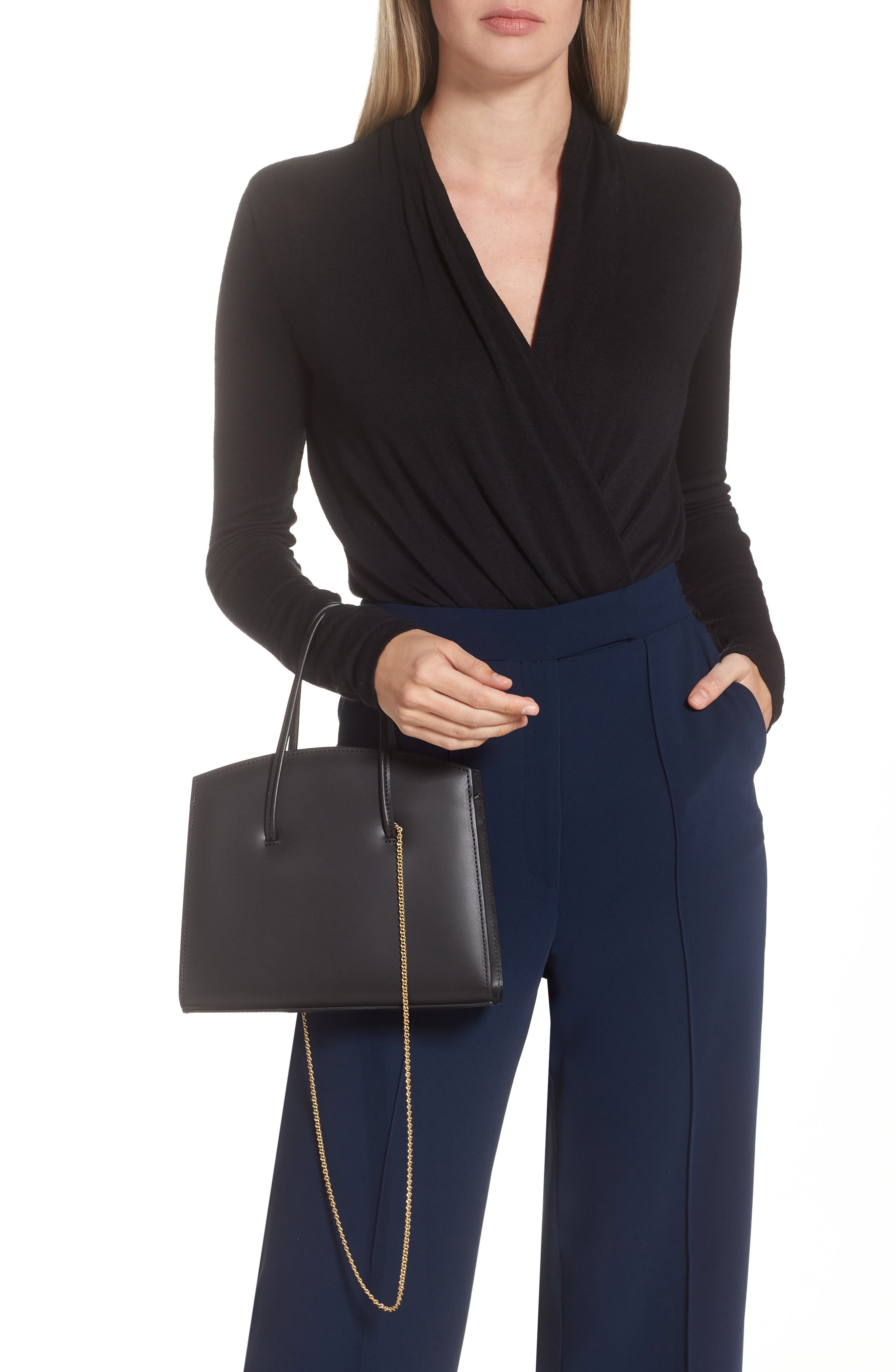 Little Liffner Mini Chained Minimal Leather Tote Bag, Alternate, color, 