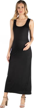 24seven Comfort Apparel Maternity Scoop Neck Maxi Dress with Racerback Detail