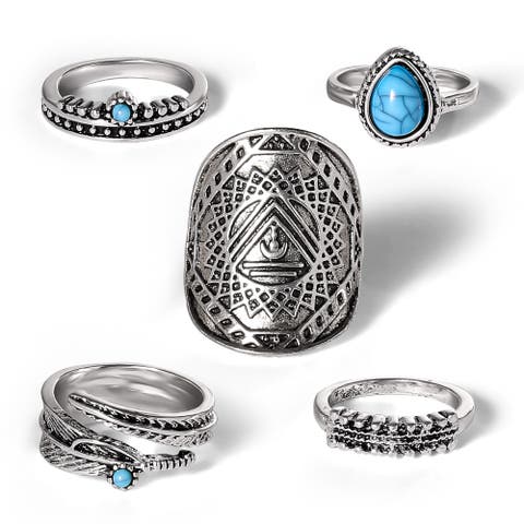 5-Piece Mixed Silver-Tone Ring Set