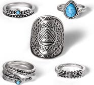 Jessica Simpson 5-Piece Mixed Silver-Tone Ring Set