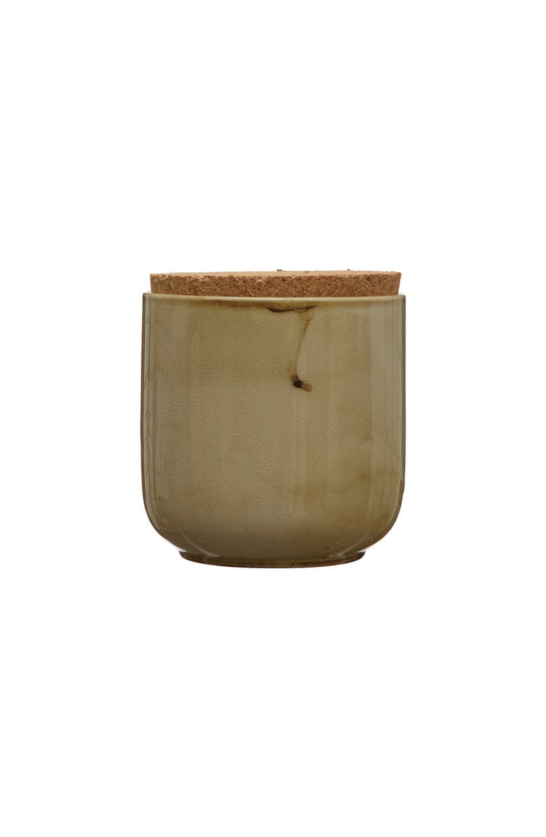 Storied Home Stoneware Jar with Cork Lid, Main, color, Greige