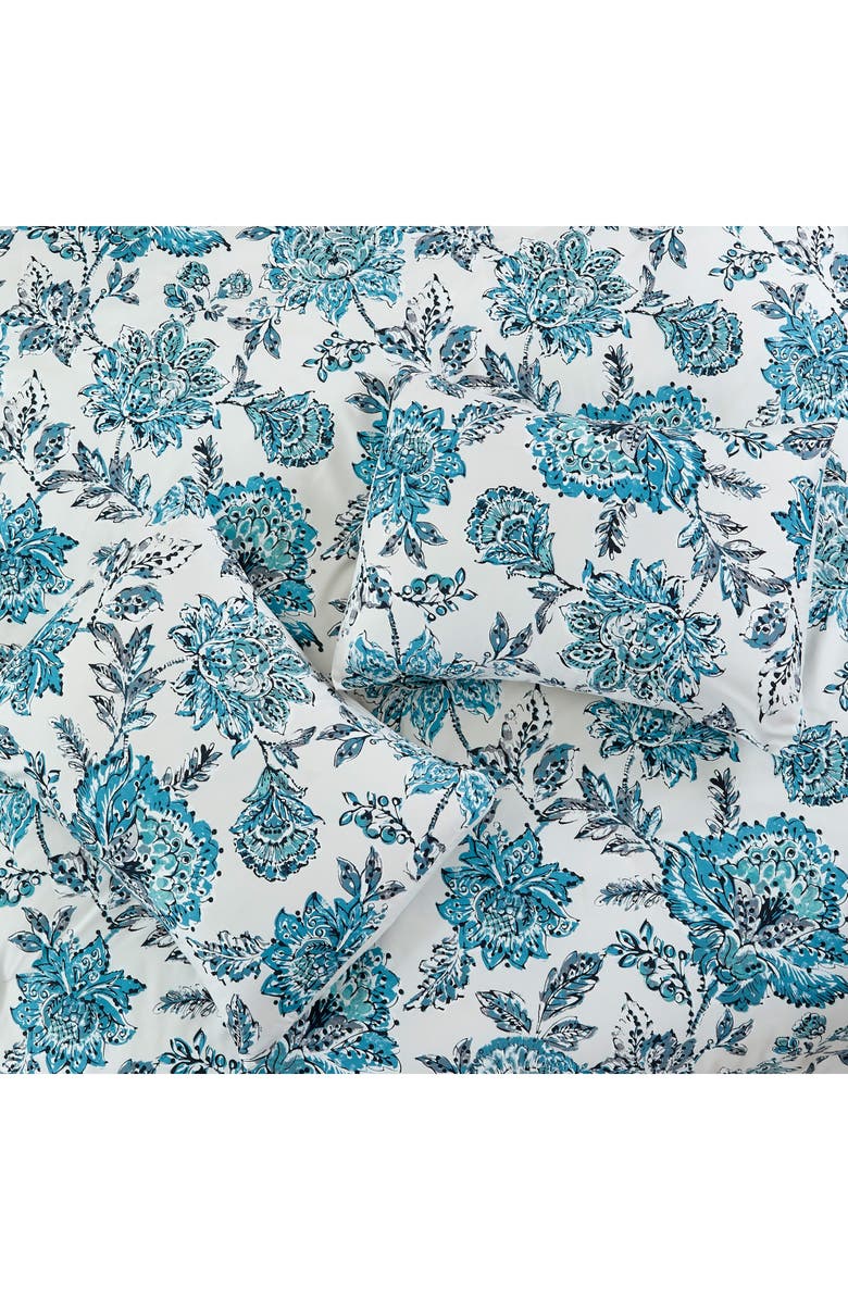 Modern Threads Floral Print Microfiber 5-Piece Comforter Set, Alternate, color, White/ Teal