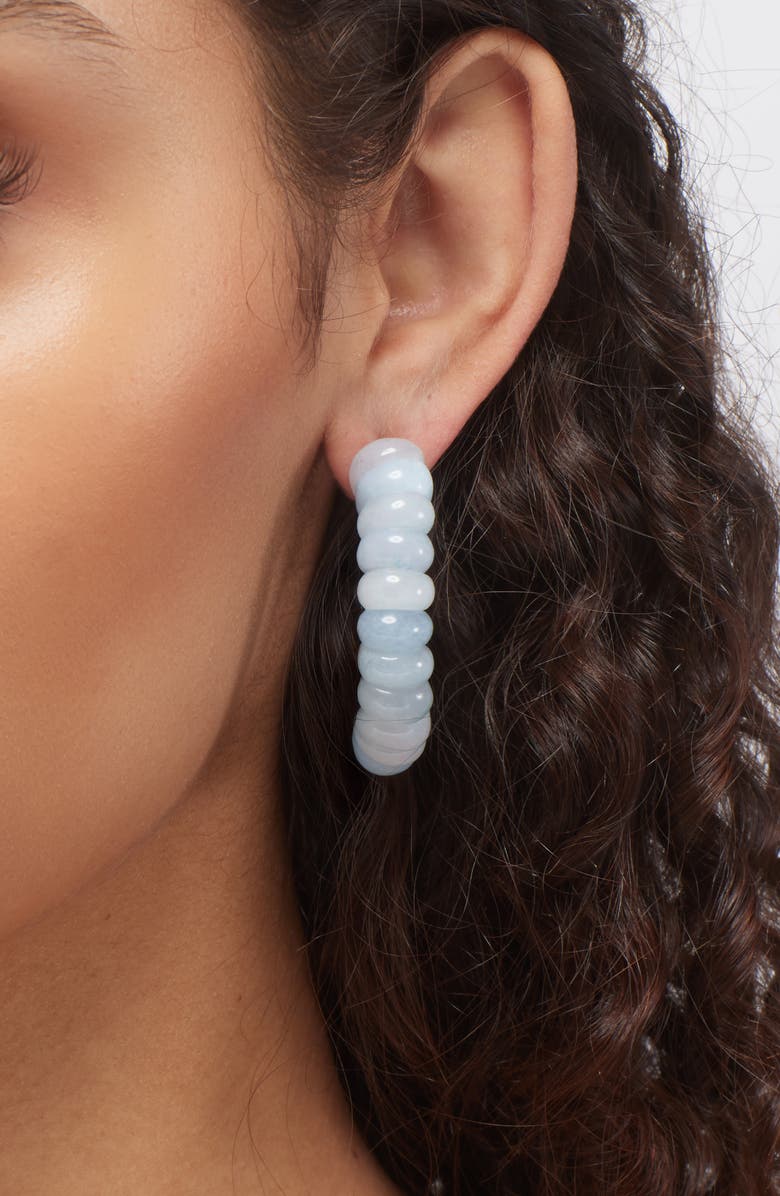Lele Sadoughi Blue Aventurine Bead Hoop Earrings, Alternate, color, Blue Aventurine
