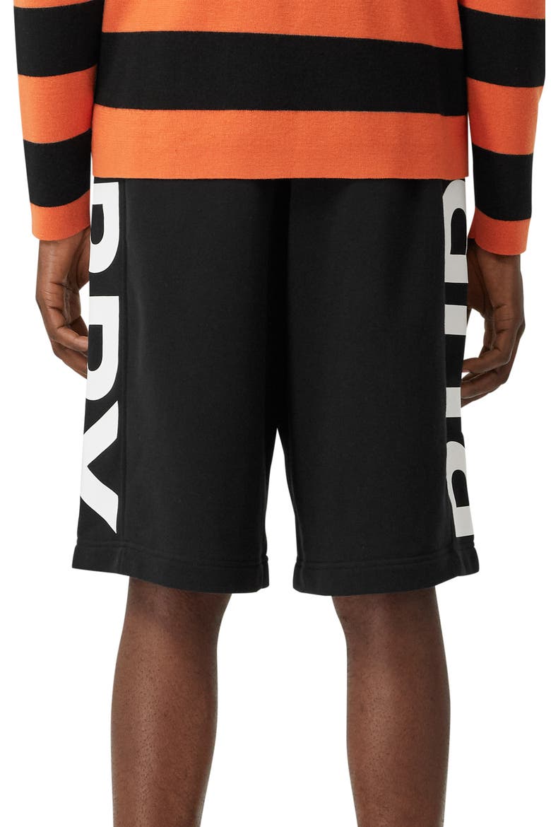 Fawnley Logo Print Cotton Shorts, Alternate, color, BLACK