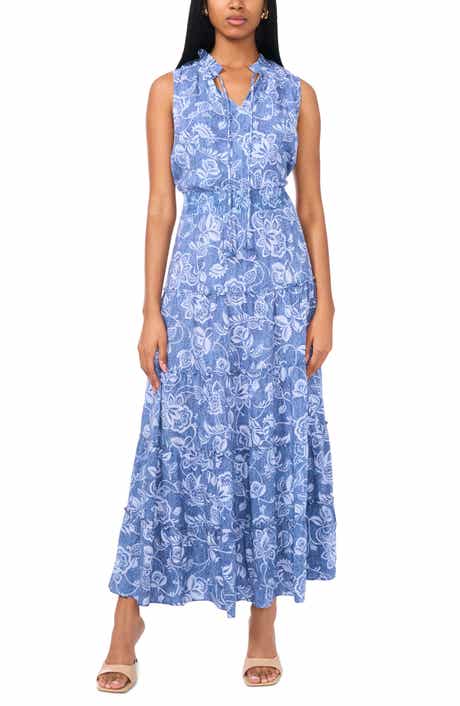 Halogen® Tie Neck Sleeveless Tiered Maxi Dress