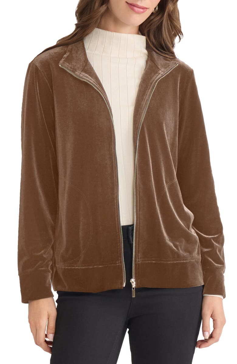 Jones New York Velour Jacket, Main, color, Carob
