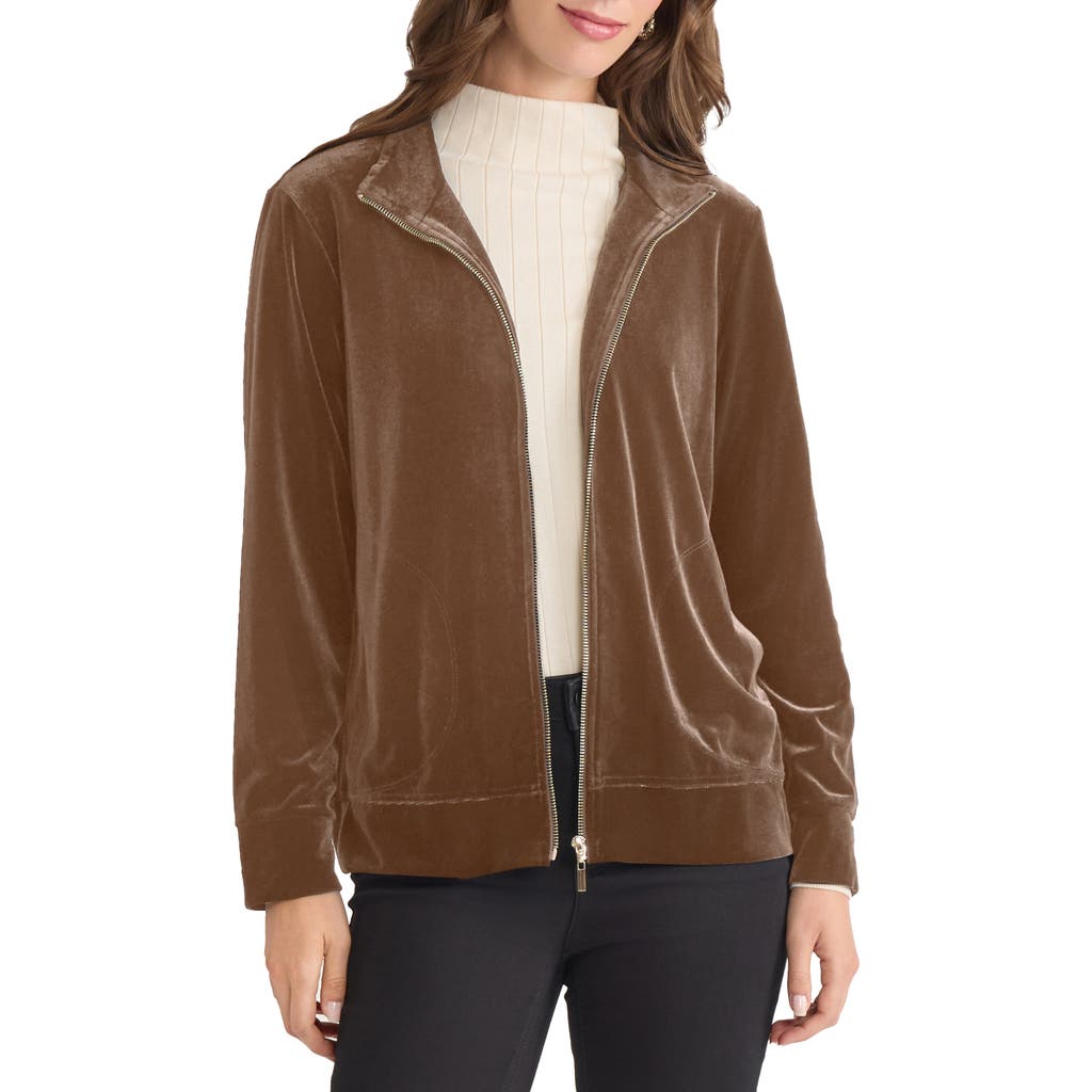 Jones New York Velour Jacket In Brown