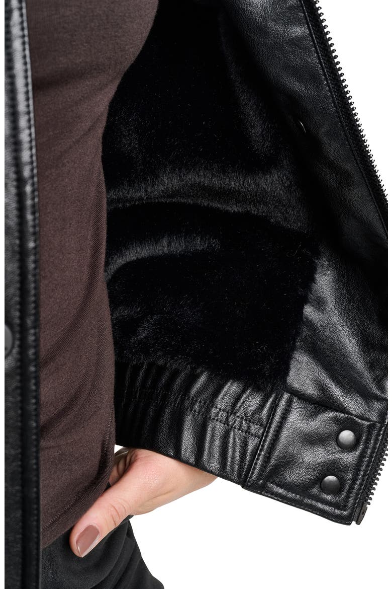 Sorbow Relaxed Faux Fur Lined Bomber Jacket, Alternate, color, BLACK