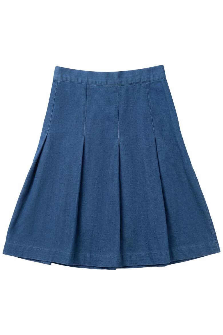 Denim Pleated Side Zipper Elastic Waist Skirt, Main, color, Light Denim