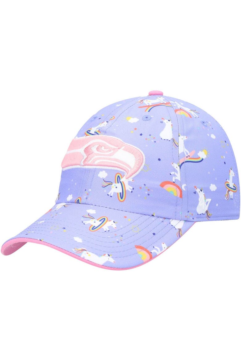 Girls Preschool '47 Purple Seattle Seahawks Unicorn Clean Up Adjustable Hat, Main, color, Purple