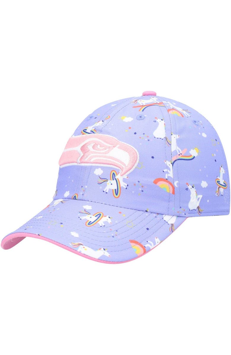 '47 Girls Preschool '47 Purple Seattle Seahawks Unicorn Clean Up Adjustable Hat, Main, color, Purple