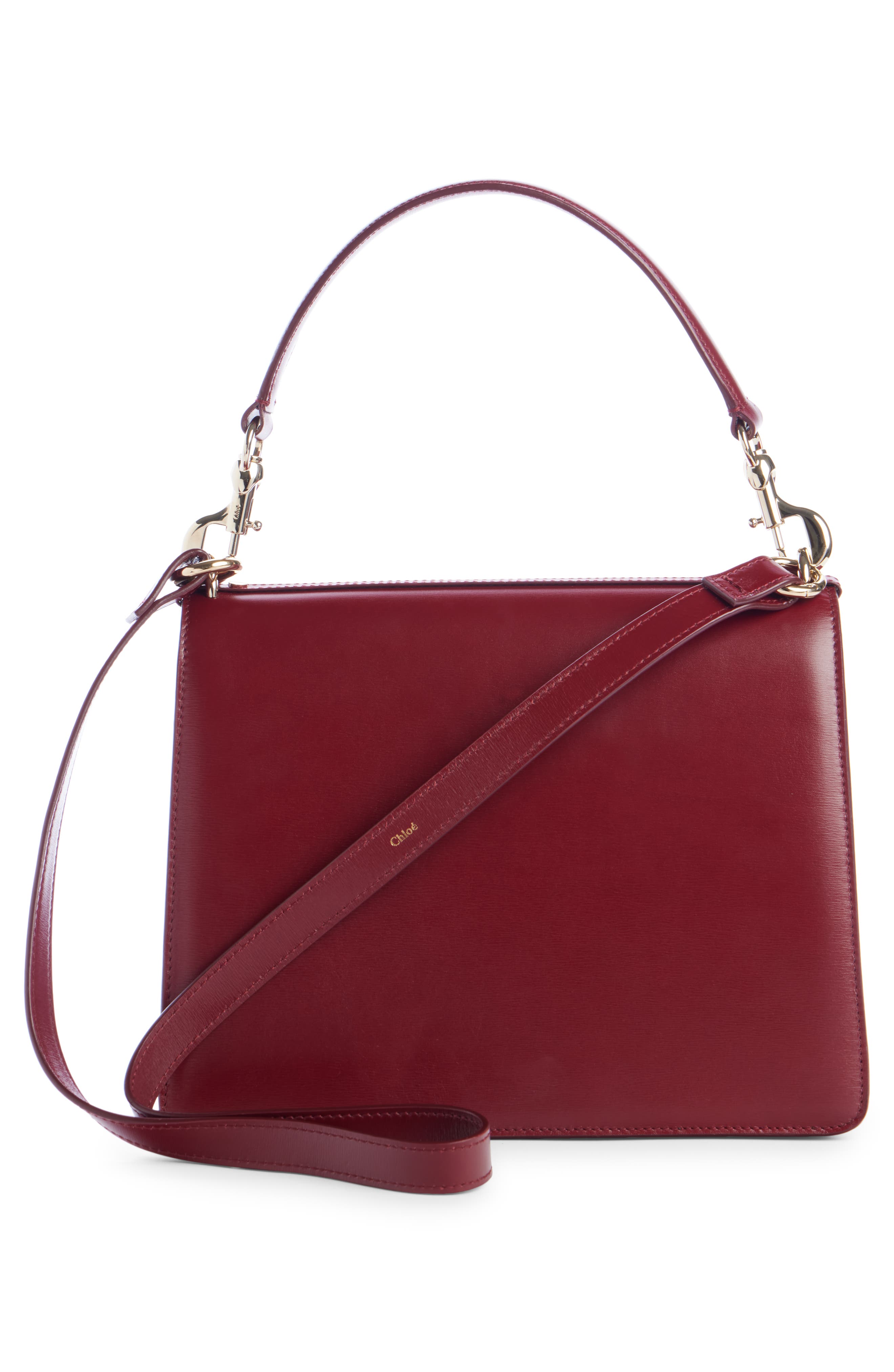 Penelope Structured Leather Shoulder Bag, Alternate, color, DEEP RED 600