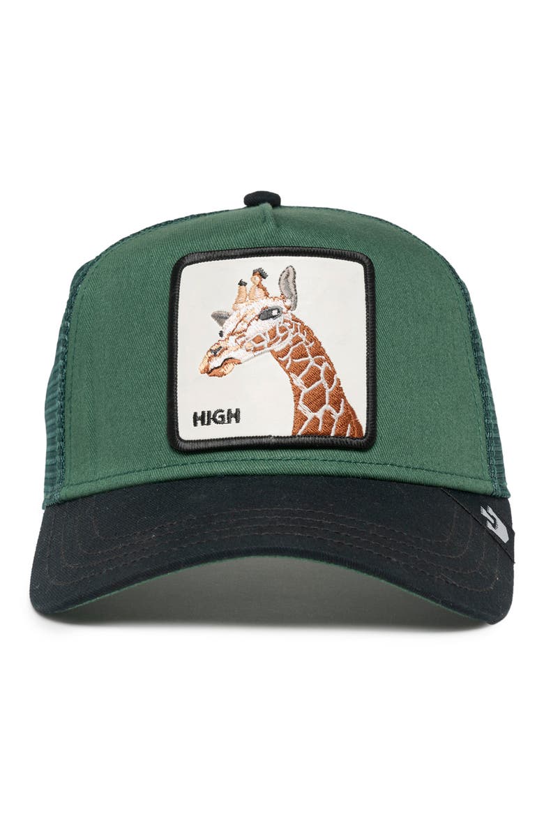 The Giraffe Embroidered Patch Trucker Hat, Alternate, color, FOREST