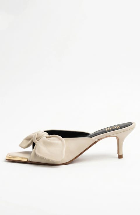 Brida Mule Kitten Heel Latte Cream